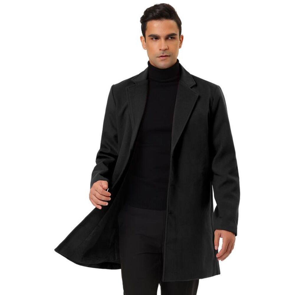 Trench Coat Slim Fit Winter Notched Lapel Single Breasted Long Jacket Overcoat